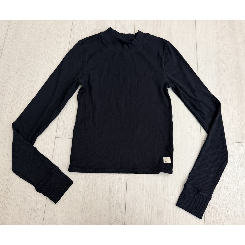 Vuori Crew Ribbed Long Sleeve Top Sz S Black‎